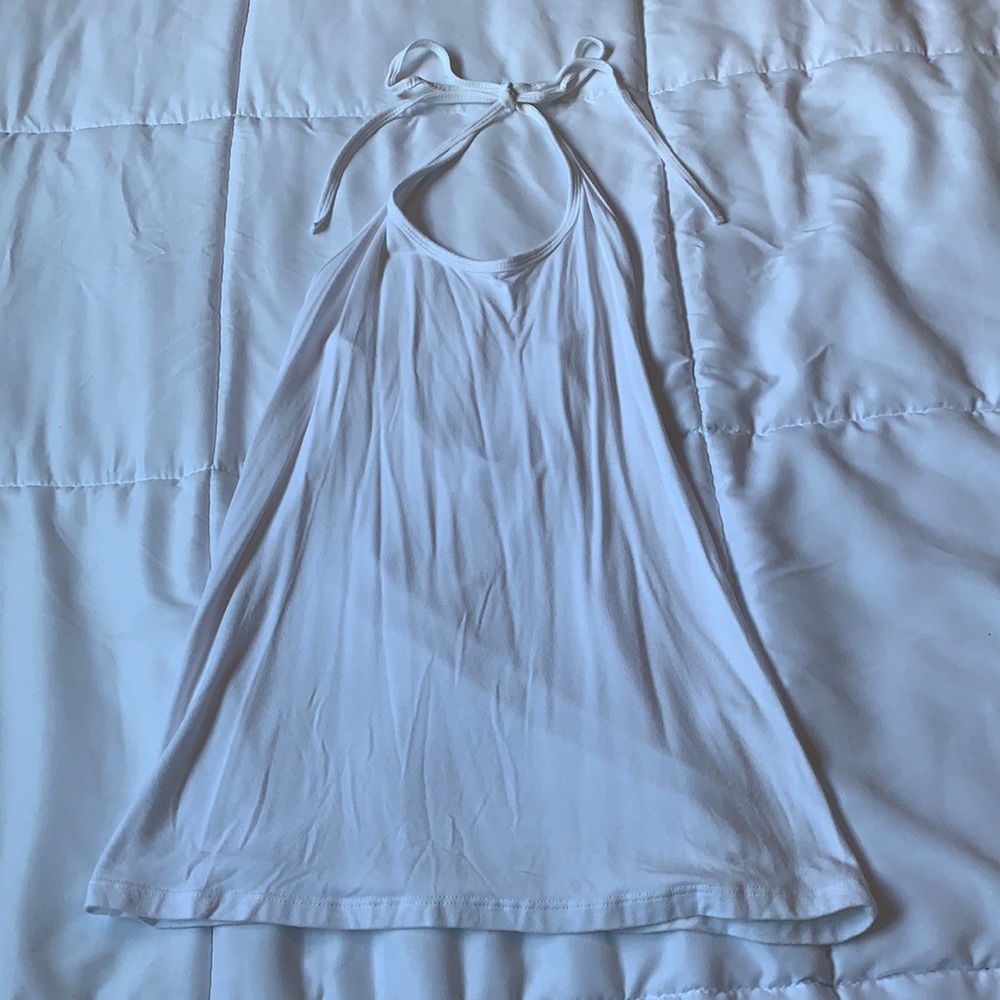 White Fitted Halter Top